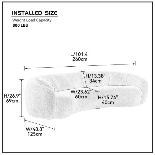 5-Seater Curved Boucle Sectional - Modern Half Moon Sofa