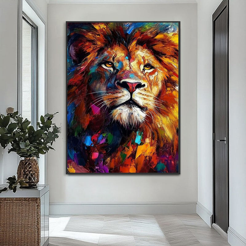 Modern Abstract Colorful Lion Canvas Painting - Bold Wall Art