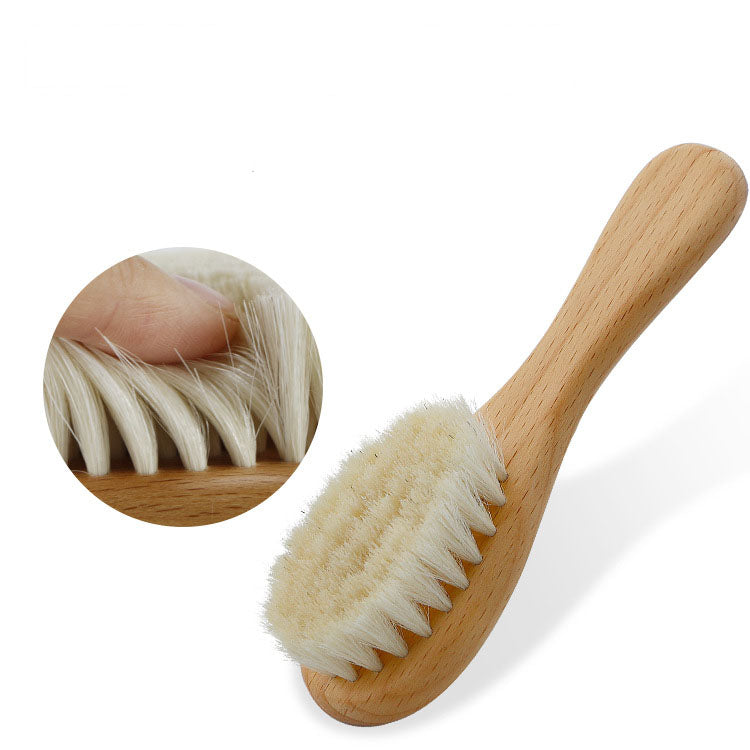 Natural Pear Wood Baby Brush & Comb Set - Soft Bristle Hair Care