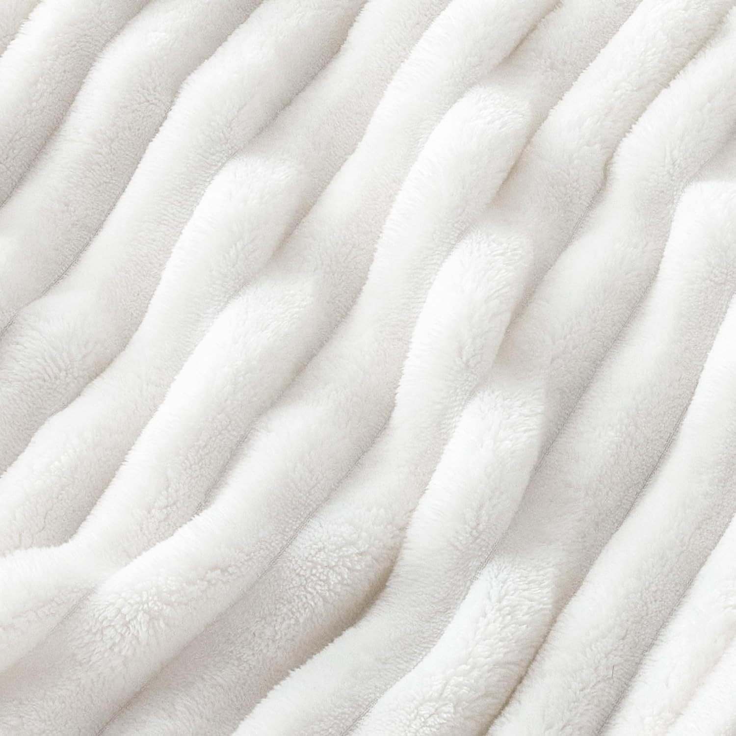 Close-up of white fleece fabric with a soft texture
