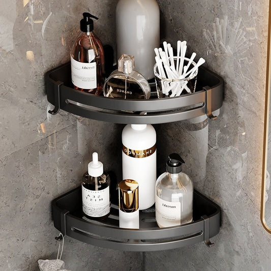 Black Bathroom Towel Rack - Wall-Mounted Storage Organizer