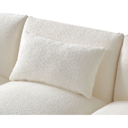 Mid-Century Modern 3-Seater Sofa - Beige Boucle Upholstered Couch