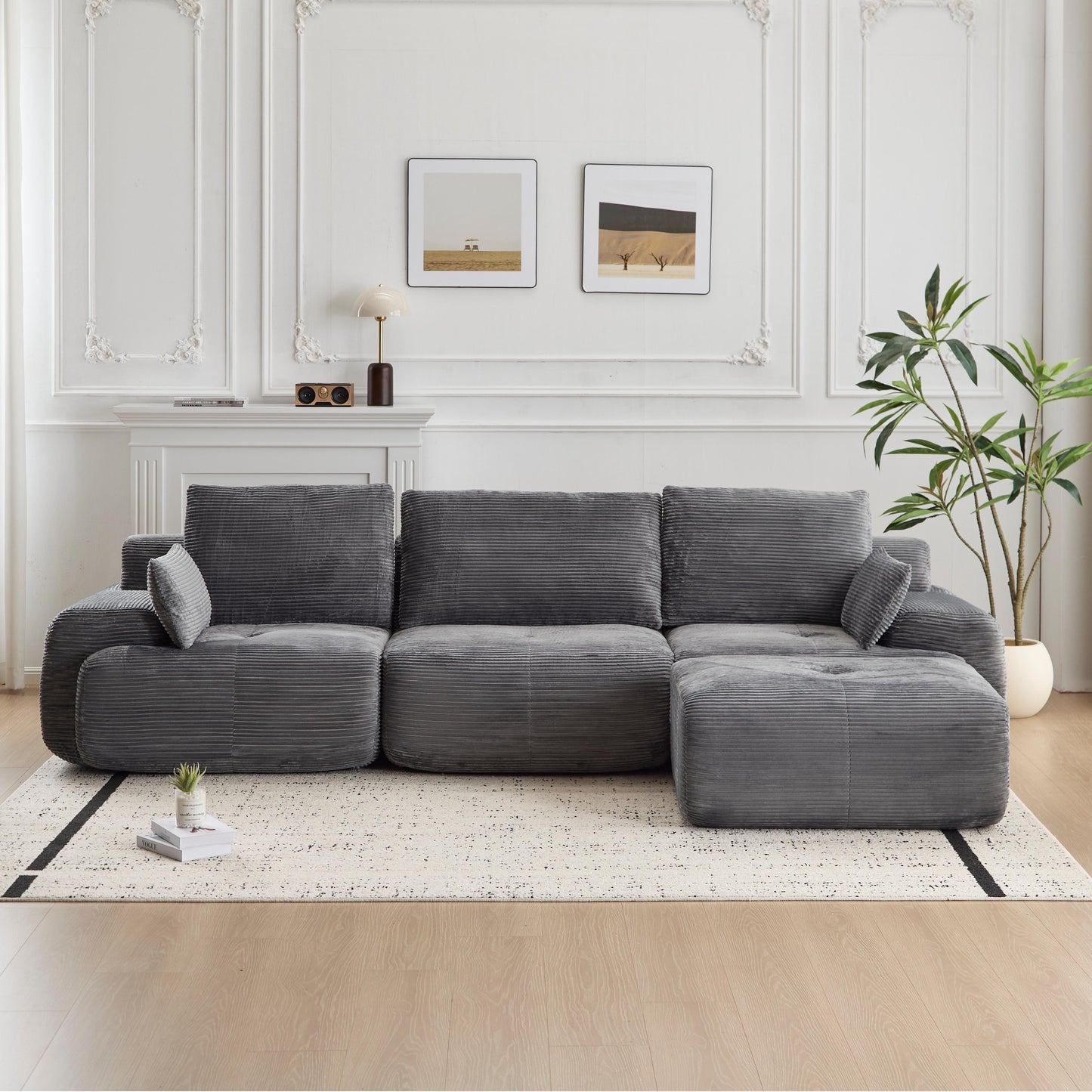 Premium Memory Foam Sectional Sofa - Pet-Friendly Cloud Couch with Extra Deep Seating | Grey