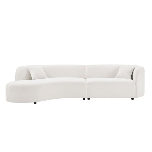 Curved Upholstered Sofa with Chaise - Luxury Modern Living Room Set