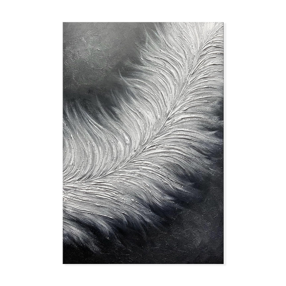 Black And White Abstract Feather Modern Wall Art