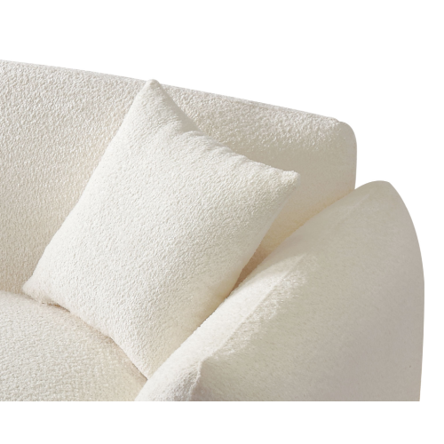 Mid-Century Modern 3-Seater Sofa - Beige Boucle Upholstered Couch