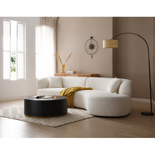 Curved Boucle Sofa with Chaise - Luxury 2-Piece Living Room Set