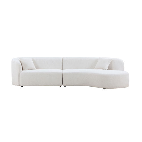Curved Boucle Sofa with Chaise - Luxury 2-Piece Living Room Set