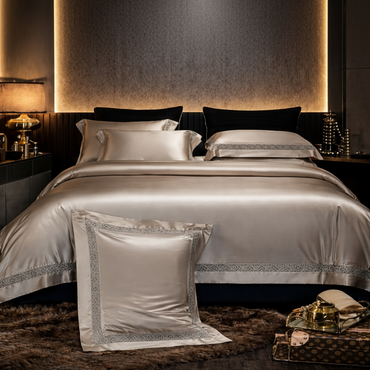Luxury Silk Cotton Satin Bedding Set - 4 Piece European King & Super King