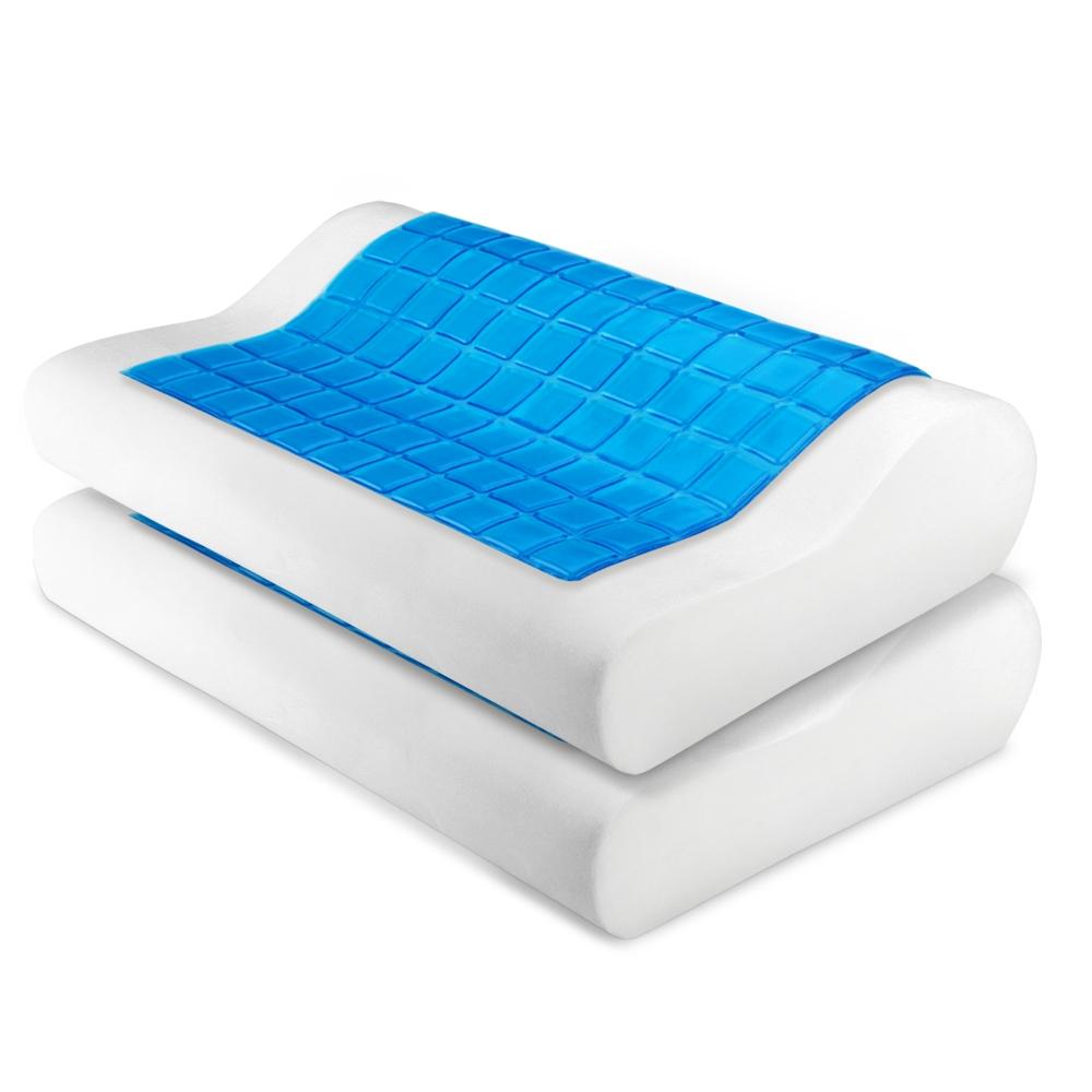 White and blue gel pillow on a white background