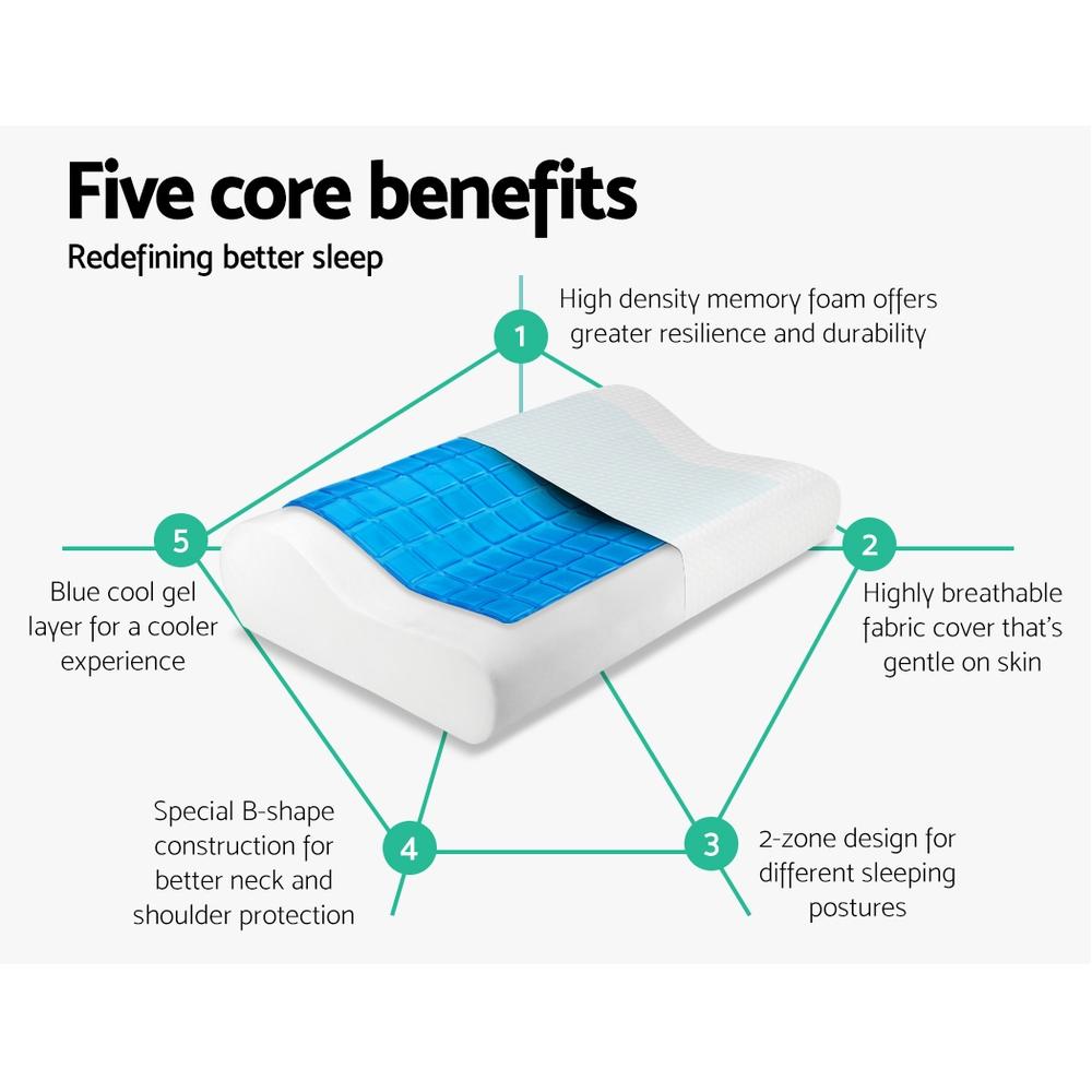 Cool Gel Contour Pillow Twin Pack - Memory Foam Neck Support