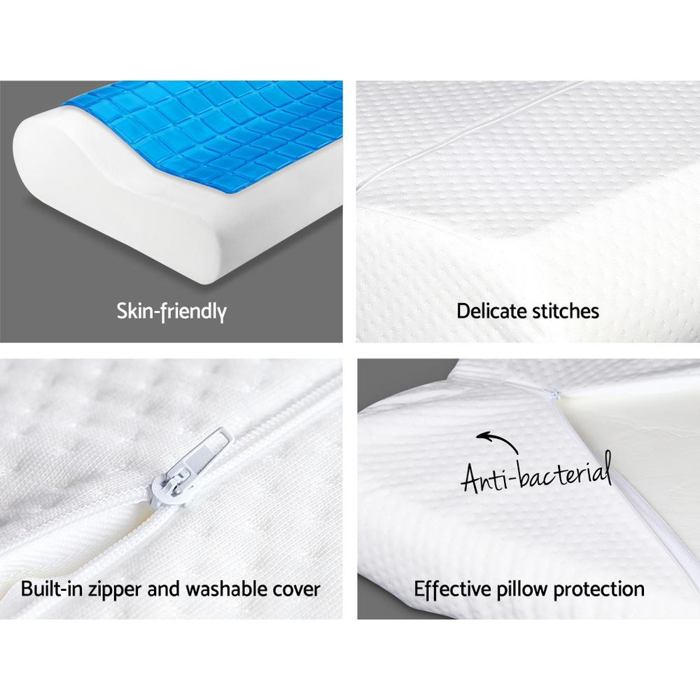 Cool Gel Contour Pillow Twin Pack - Memory Foam Neck Support