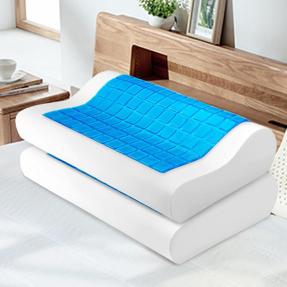 Cool Gel Contour Pillow Twin Pack - Memory Foam Neck Support