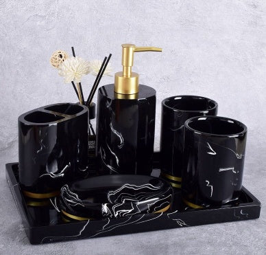 Premium Ceramic Bathroom Accessory Set - 4-Piece Spa Collection