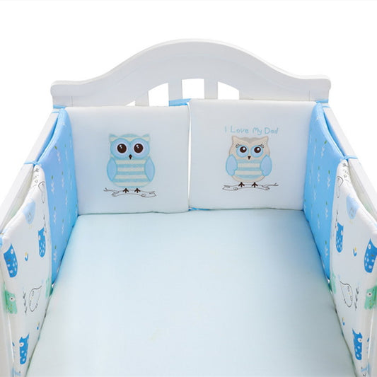 Baby Crib Bumper Set - Blue Owl Design (6-Piece)