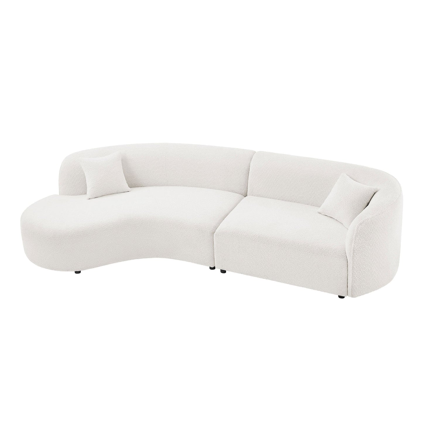 Curved Upholstered Sofa with Chaise - Luxury Modern Living Room Set