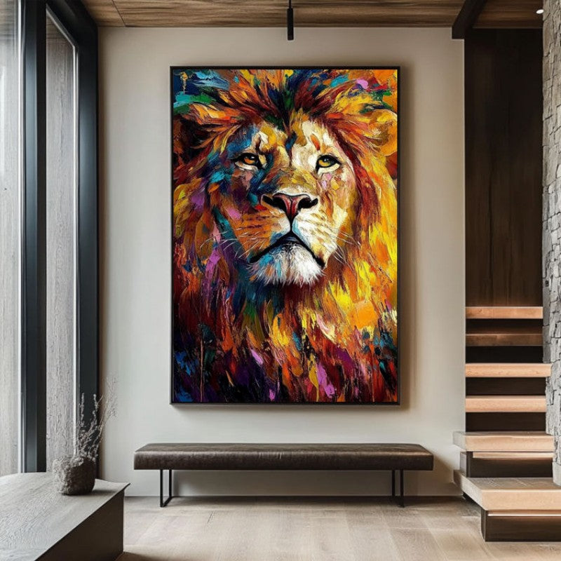 Modern Abstract Colorful Lion Painting