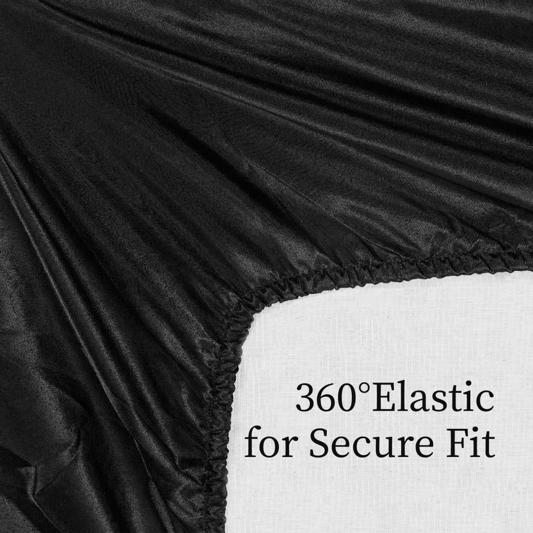 Luxury Satin Bed Sheets Set - King Size 4-Piece Silky Bedding with 15" Deep Pocket (Black)