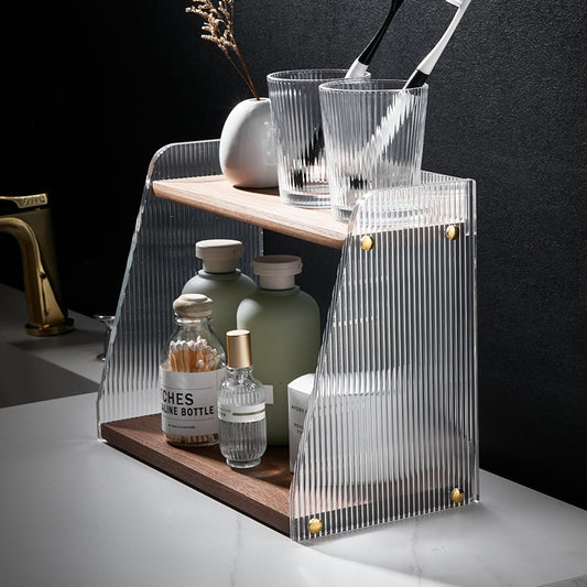 Acrylic Bathroom Countertop Organizer - Modern 2-Tier Storage Shelf