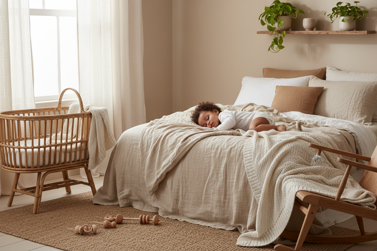 Soft lifestyle home and mixed baby image